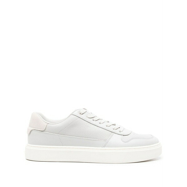 カルバンクライン メンズ スニーカー シューズ Logo-print leather sneakers Grey