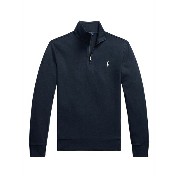 ラルフローレン メンズ パーカー・スウェットシャツ アウター Quarter-zip embroidered sweatshirt Blue