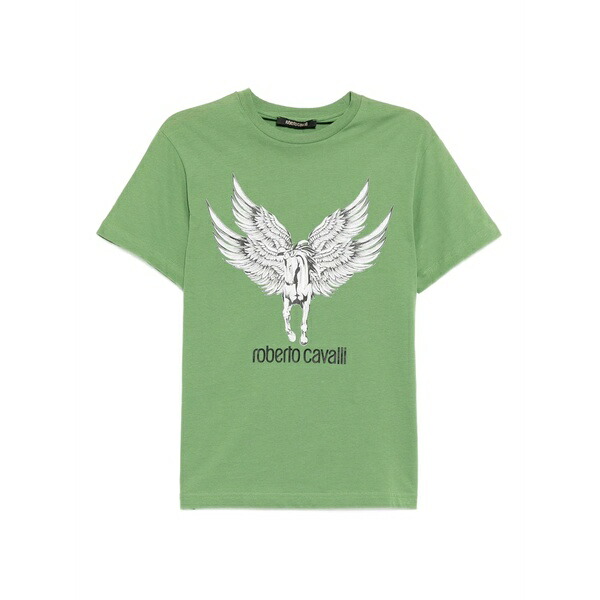 ロベルトカヴァリ メンズ ティーシャツ トップス Graphic-print cotton t-shirt Green