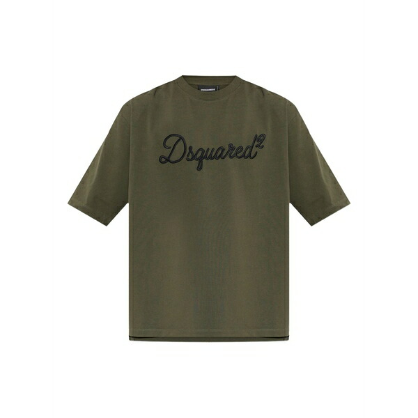 ディースクエアード メンズ プルオーバー トップス Embroidered crew-neck t-shirt Green
