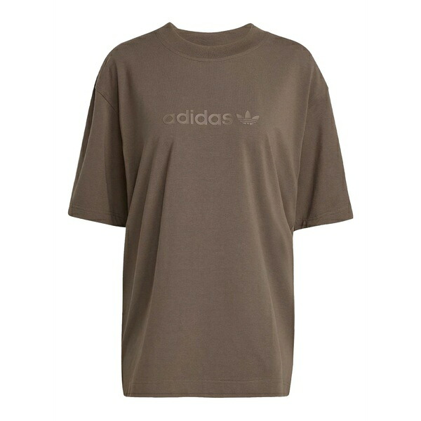 アディダス レディース ティーシャツ トップス Logo-appliqu￡ t-shirt Brown