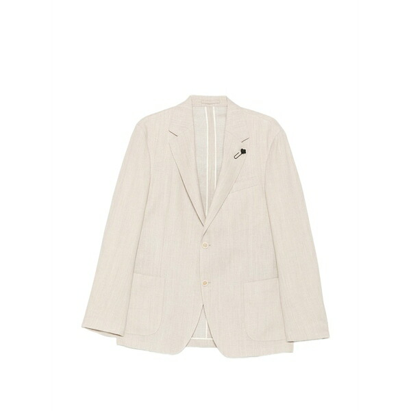 ラルディーニ メンズ 上衣＆上衣 アウター Flower-pin single-breasted blazer Neutrals