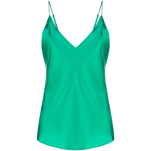 フォルテ フォルテ レディース プルオーバー トップス V-neck silk satin top Green