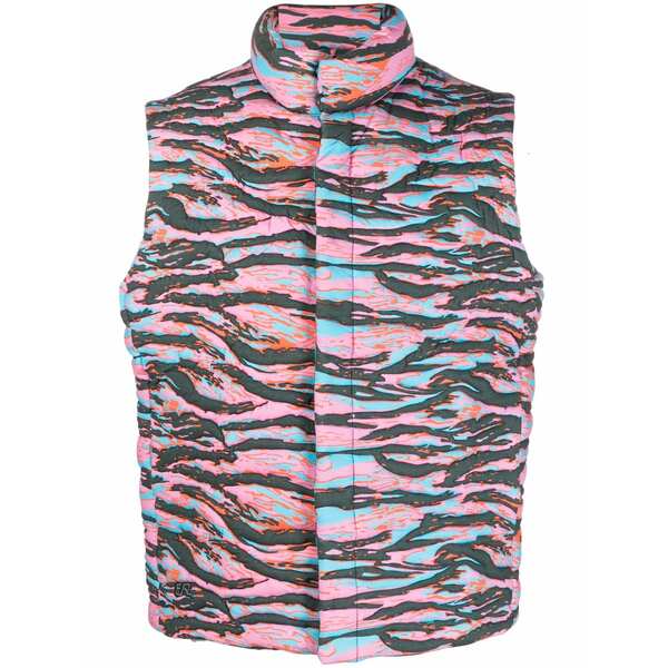 エアル メンズ 上衣＆上衣 アウター Camouflage-print quilted puffer gilet Pink