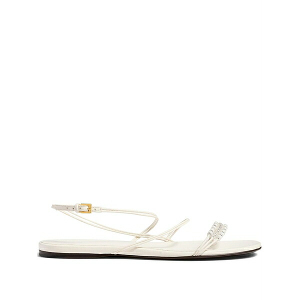 カイト レディース サンダル シューズ Bead-embellished loop flat sandals White|asty