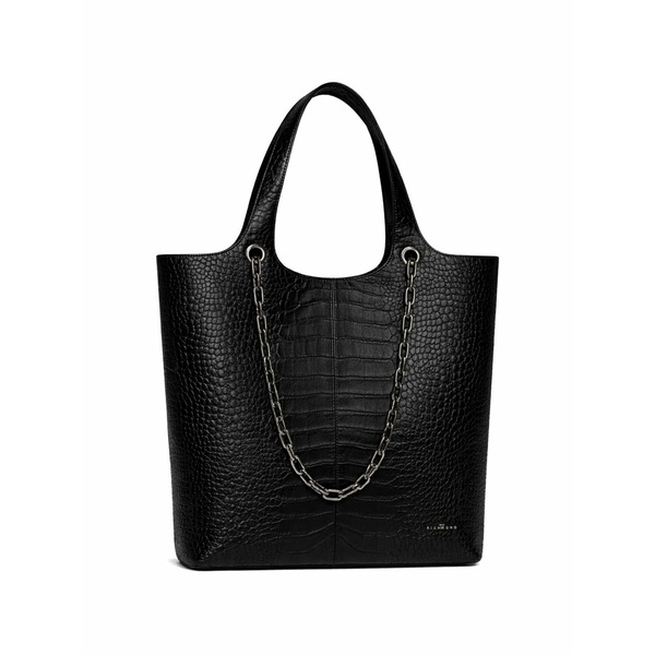 ジョン バージニアの州都 レディース トートバッグ 御徒面子 Croc-effect chain-detail tote bag Black