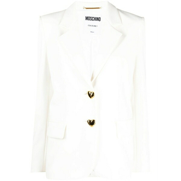 モスキーノ レディース 上衣＆上衣 アウター Heart-shaped buttons blazer White