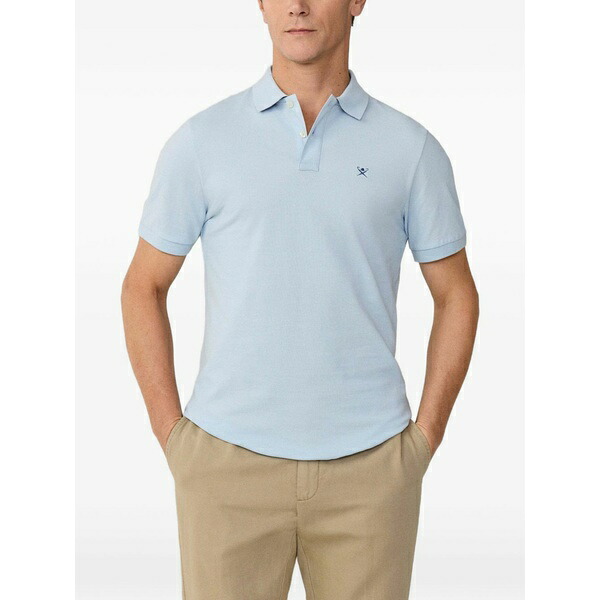 ハケット メンズ スポーツシャツ トップス Logo-embroidered cotton-pique polo shirt Blue