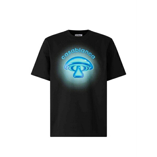 カサブランカ メンズ ティーシャツ トップス Airbrush mushroom logo t-shirt Black