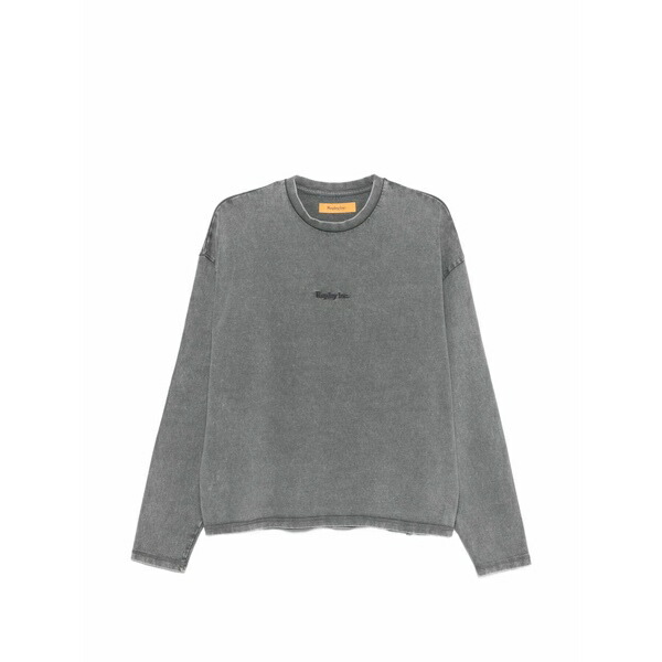 リプレー メンズ ティーシャツ トップス Acid-wash long-sleeve t-shirt Grey