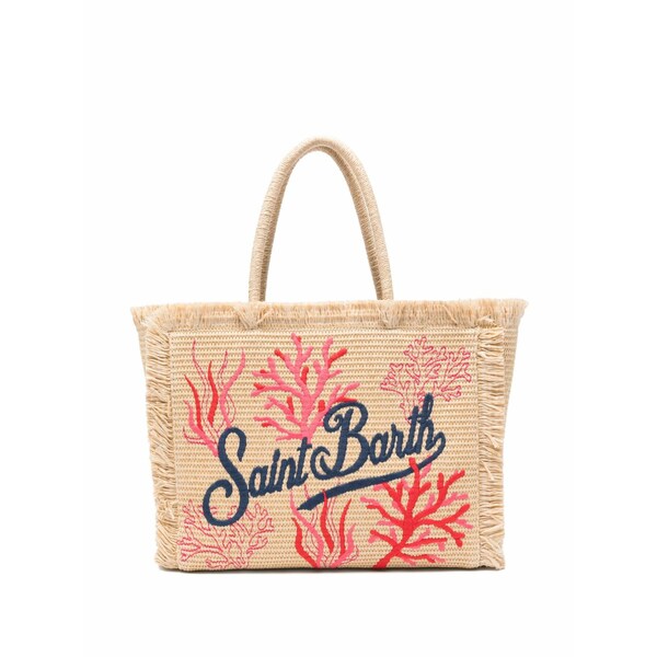 エムシーツーセイントバース レディース トートバッグ 御徒面子 Vanity coral-embroidered tote bag Neutrals