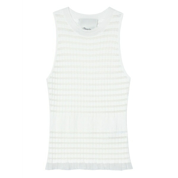 スリーワンフィリップリム レディース カットソー トップス Ribbed-knit ruffled top Neutrals