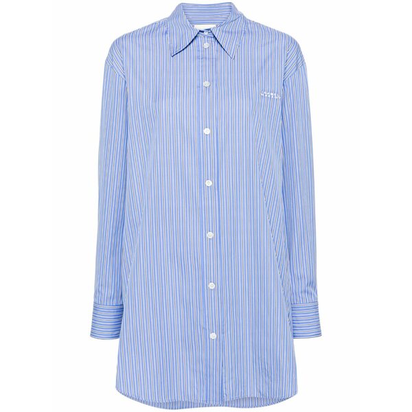 イザ呼びりん マラン レディース プルオーバー トップス Cylvany logo-embroidered shirt Blue