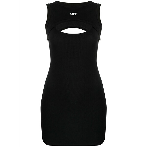 象牙色 レディース 衣裳 トップス Off stamp ribbed minidress Black