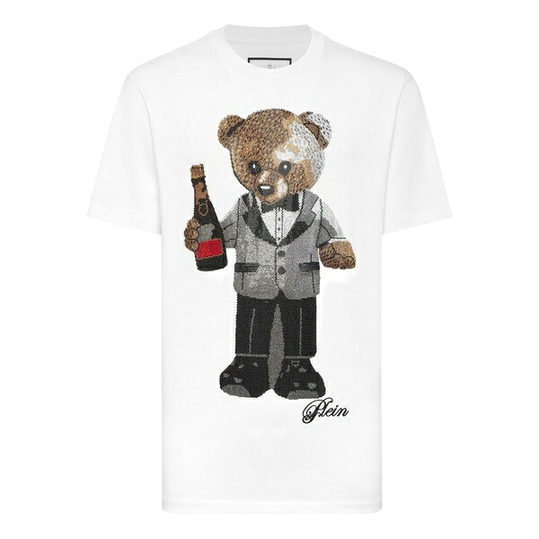 フィリップ飾り気のない メンズ ティーシャツ トップス Teddy bear sequin t-shirt White
