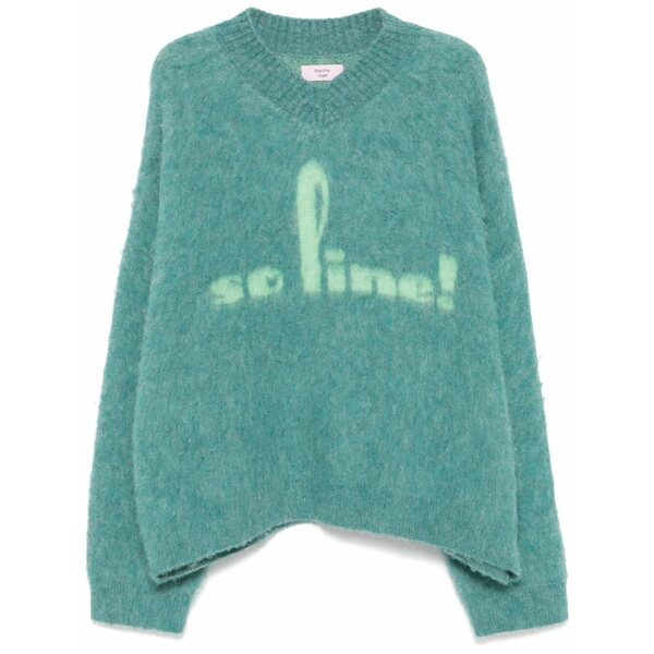 マーティン・サクラ色 メンズ 編み物\u0026スウェーター アウター Brushed v-neck sweater Blue
