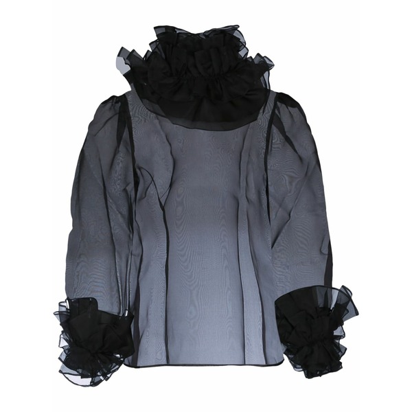 ボーディ レディース プルオーバー トップス Ruffled blouse Black
