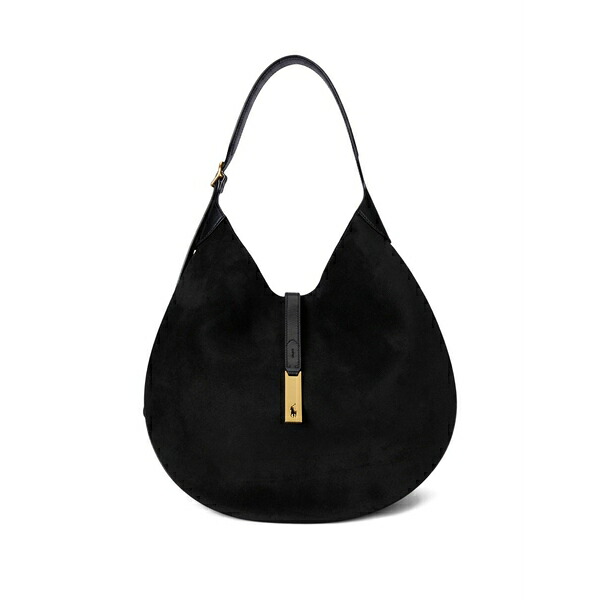 ラルフローレン レディース ショルダーバッグ 御徒面子 Large polo id suede shoulder bag Black