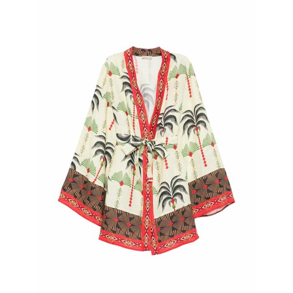 アンジュナ  レディース 厚地の外套 アウター Carlotta palm-print belted coat Yellow