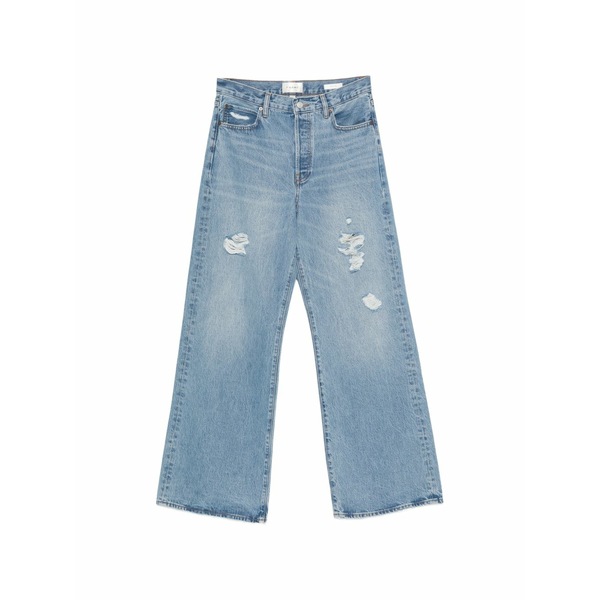 一こま レディース ジーンズズボン下 ボトムス The loose distressed wide-leg jeans Blue