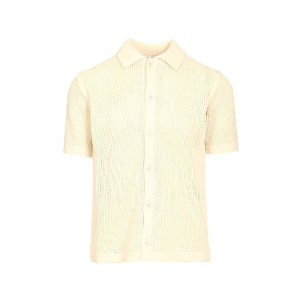 棲み家 稲荷 メンズ ジレー アウター Open-knit short-sleeve cardigan Neutrals