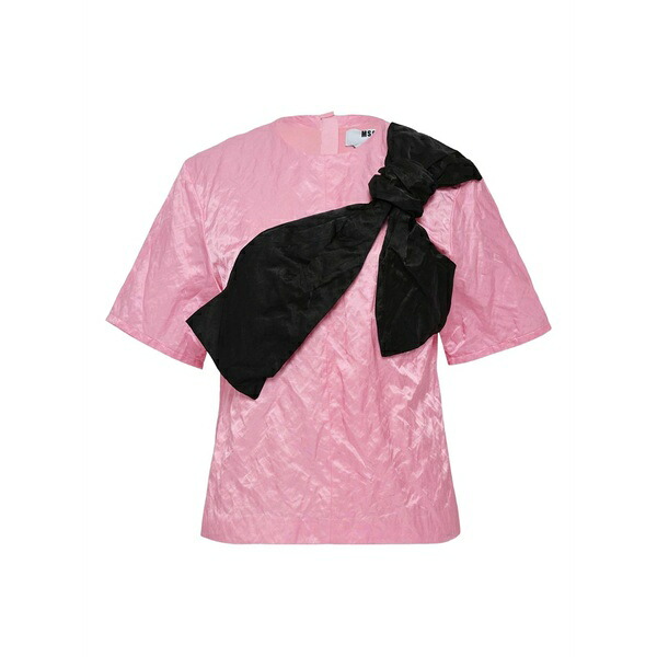 エムエスジイエム レディース シャツ トップス Diagonal-ribbon blouse Pink｜asty