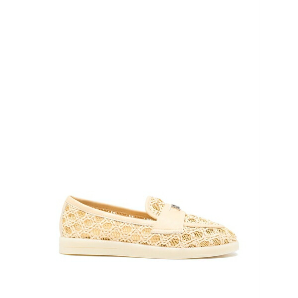 カサディ レディース スリッポン・ローファー シューズ Woven logo-plaque loafers Neutrals