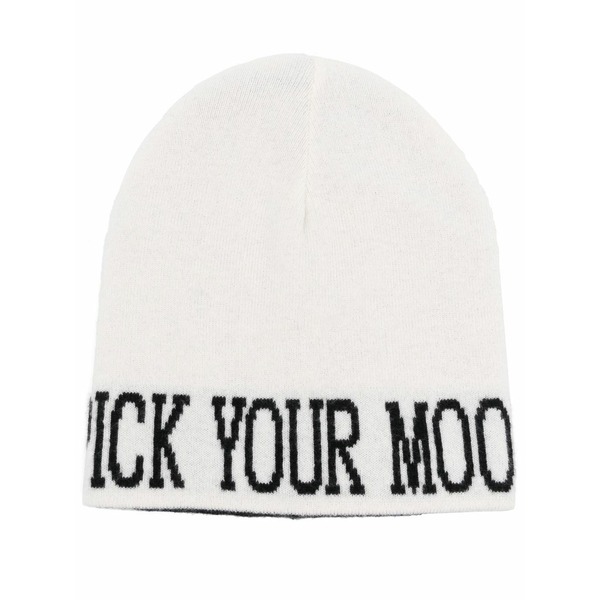 アルベルタ フェレッティ レディース かぶり笠 佩び物 Slogan-print knitted beanie White