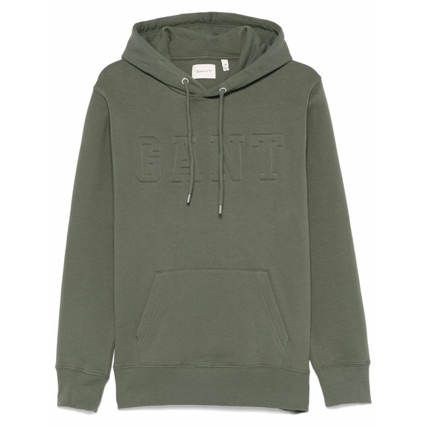 ガント メンズ パーカー・スウェットシャツ アウター Embossed-logo hoodie Green|asty