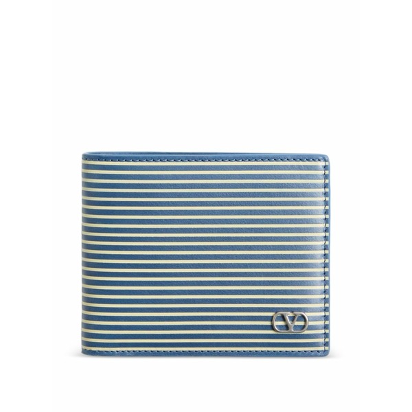 ヴァレンティノ ガラヴァーニ メンズ 金入れ 付属物 Striped vlogo-plaque wallet Blue