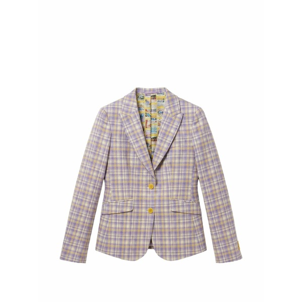 アブザイツ レディース 上衣＆上衣 アウター Check-pattern notched-lapels blazer Purple