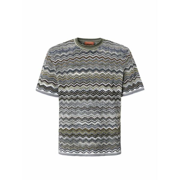 ミッソーニ メンズ ティーシャツ トップス Chevron-pattern knit t-shirt Grey