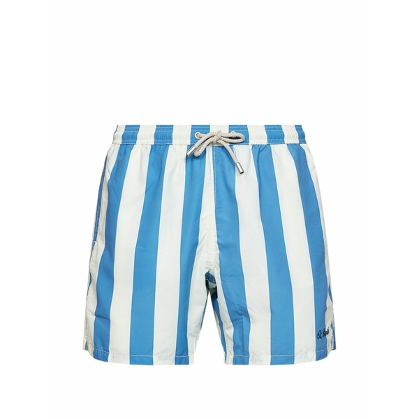 エムシーツーセイントバース メンズ 心地よいズボン下 ボトムス Syros striped swim shorts Blue