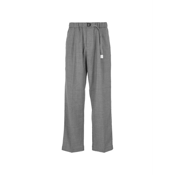 白いこと沙子 メンズ 心地よいズボン下 ボトムス Belted pleated trousers Grey