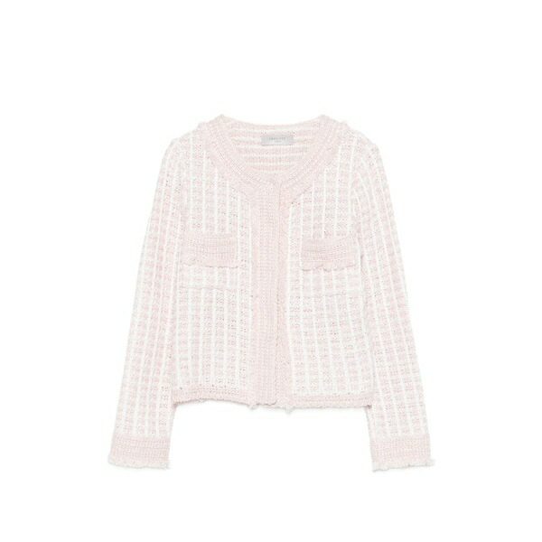 シャルロット レディース ジレー アウター Fringed-detail pocket cardigan Pink