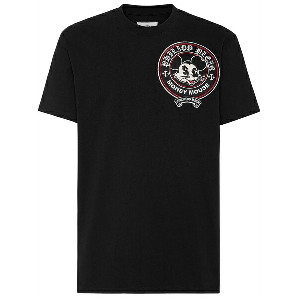フィリップ飾り気の無い メンズ プルオーバー トップス Money mouse-embroidered t-shirt Black