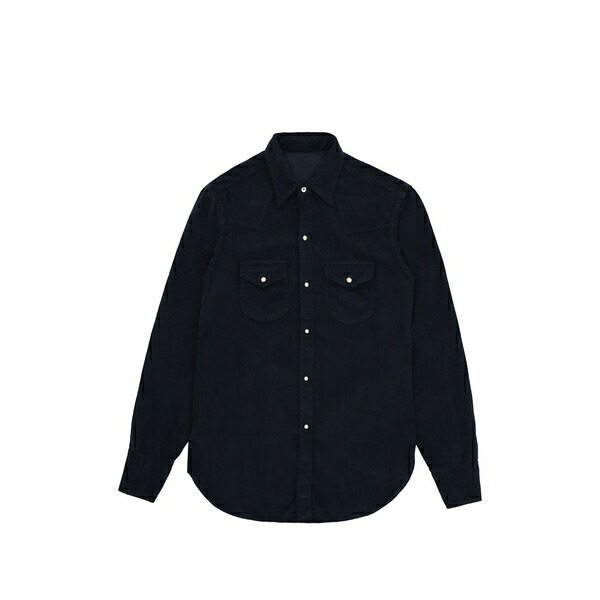 フォルテラ メンズ プルオーバー トップス Corduroy flap-pocket shirt Blue