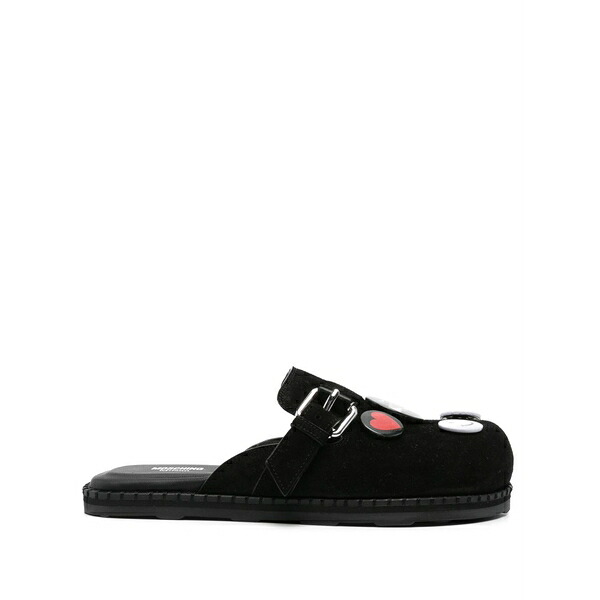 モスキーノ レディース サンダル シューズ Brooch-embellished slippers Black