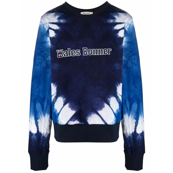 ウェールズ ボナー メンズ パーカー・スウェットシャツ アウター Tie-dye logo-embroidered sweatshirt Blue