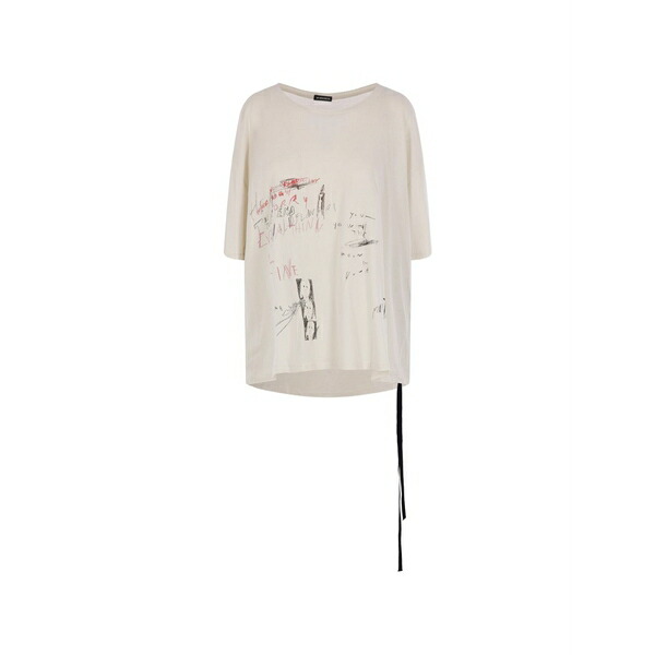 アン ドゥムルメステール レディース プルオーバー トップス Everything is fine sketch graphic-print ribbon-trim t-shirt Neutrals