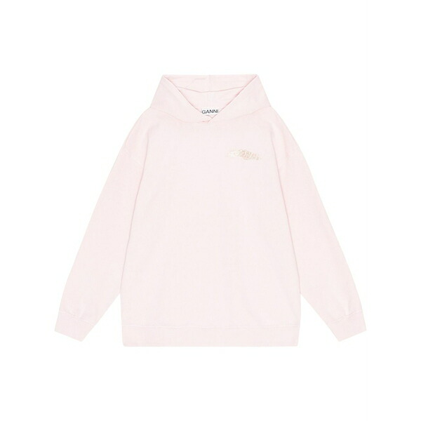 ガニー レディース パーカー・スウェットシャツ アウター Logo-print cotton hoodie Pink