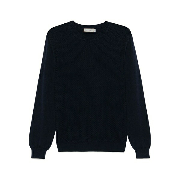カナーリ メンズ 編み物\u0026プルオーバー アウター Basket-weave sweater Blue