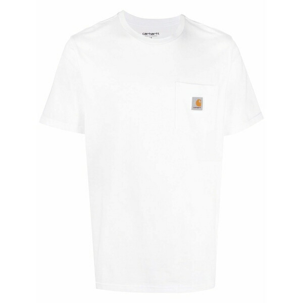 鉄道車両ハート型 メンズ ティーシャツ トップス Logo-patch cotton t-shirt White