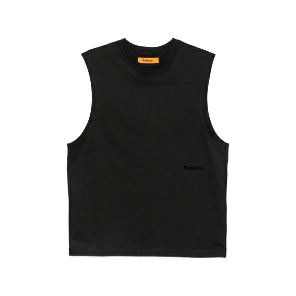 リプレイ メンズ Tシャツ トップス Logo-detail tank top Black|asty