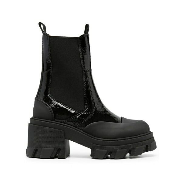 ガニー レディース ブーツ シューズ Logo-embossed panelled chelsea boots Black