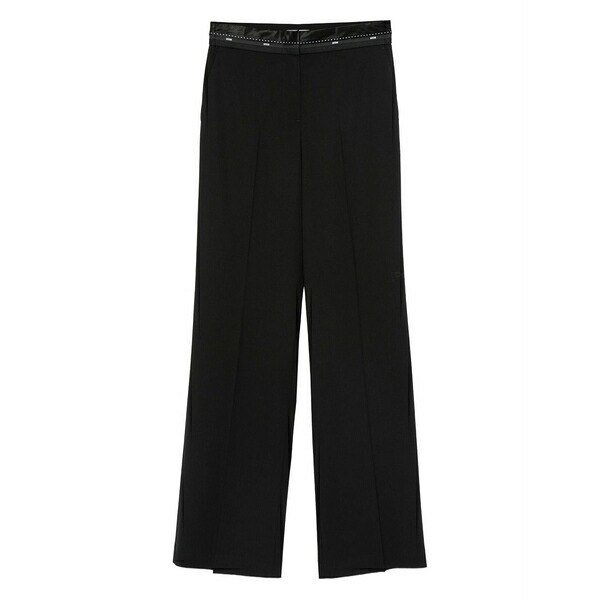 エムエスジイエム レディース 心地好いズボン下 ボトムス Satin-trimmed pants Black