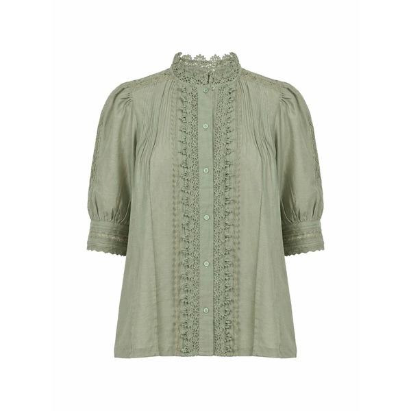ヴァネッサ ブリューノ レディース ティーシャツ トップス Lace-trim blouse Green