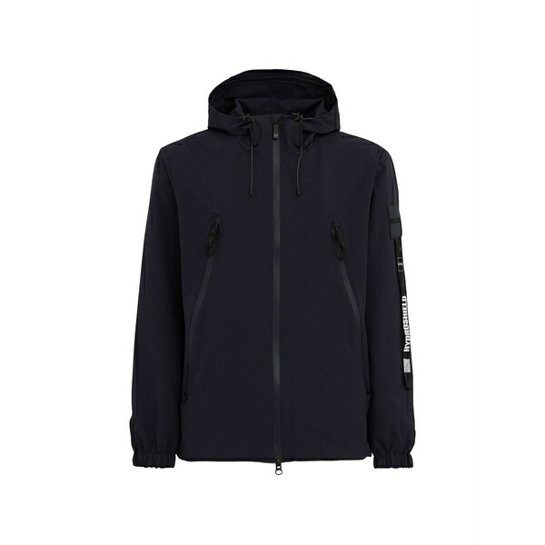 アウゼア メンズ 上衣＆上衣 アウター Logo-patch hooded jacket Blue