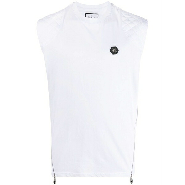 フィリッププレイン メンズ Tシャツ トップス Hexagon quilted vest White|asty