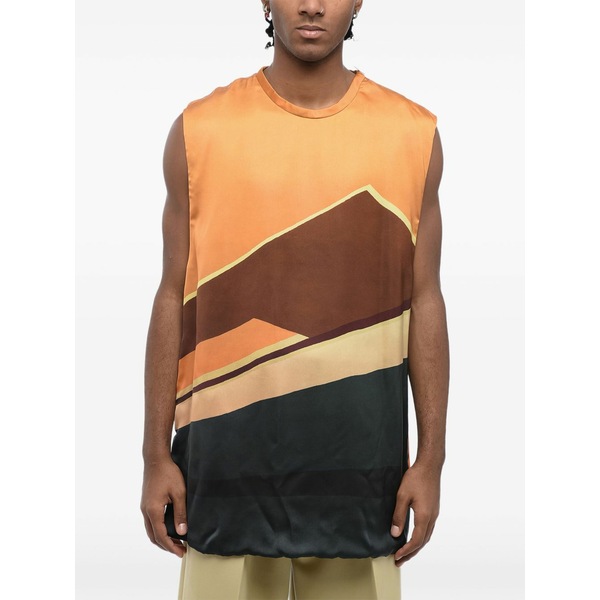 ジル・サンダー メンズ ティーシャツ トップス Gas station geometric-print tank top Orange